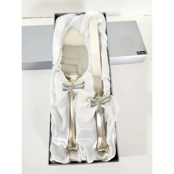 Vintage Verdico Silver Plated Cake Server & Knife Set NEW in Box Dragonf… - Picture 1 of 7